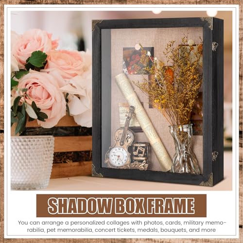 16x20 Inch Deep Shadow Box with Cork Board Backing, Rustic Wood Display Case