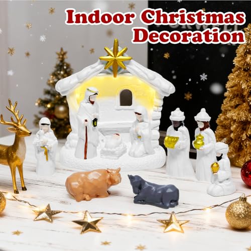 Christmas Nativity Scene Set - 10pcs Resin Tabletop Decoration for Holiday Decor