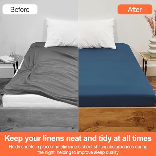 8 Pcs Adjustable Bed Sheet Straps with Metal Clips - Non Slip Fitted Sheet Clips for Mattress, Sofa, Tablecloths
