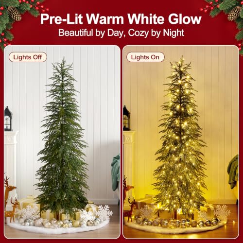 VeriNaTural 6ft Prelit Slim Artificial Christmas Tree with Warm White LED Lights