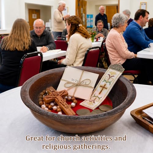 11-Inch Handcrafted Solid Wood Offering Plate with Noise-Reducing Felt Pad