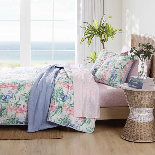 Reversible Queen Quilt Set - 100% Cotton Coastal Bedding with Shams