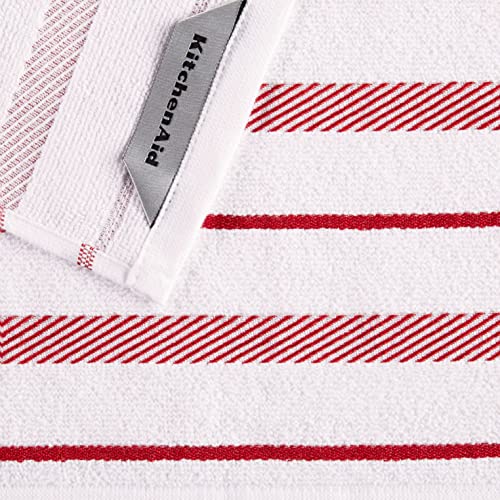 KitchenAid Albany Dishcloth 8 Pack Set, Passion Red/White, 12"x12"