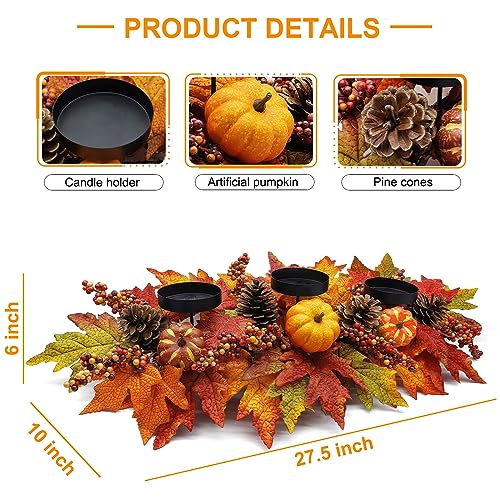 Fall Thanksgiving Centerpiece with Artificial Pumpkins and Pine Cones - Harvest Table Decor