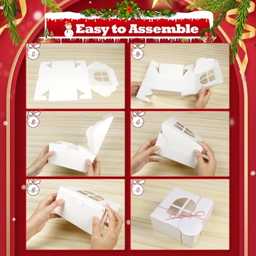 Cotopher 30Pcs White Christmas Cookie Boxes with Window 9x6x3in – Gift Set