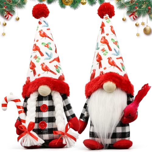 Red Cardinal Christmas Gnomes - Memorial Sympathy Decor for Home