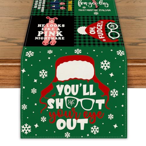 Yarcooly 13 x 72 Inch Christmas Table Runner Linen Set for Holiday Decor
