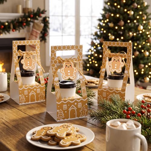 Astivac 48 Pack Christmas Drink Carrier with Handle Gingerbread Houses (Variation 48)