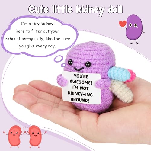 Handmade Crochet Kidney Plushie with You’re Awesome Sign Nurse Gift