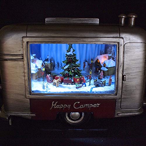 Roman Inc. Christmas Snow Globe with LED Lantern and Holiday Figurines, 6-Inch