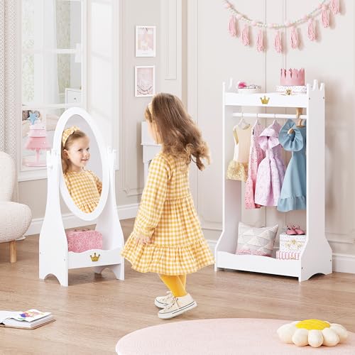 Kids Dress Up Storage Center with Full Length Mirror and Clothing Rack