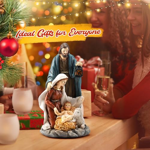 6.5-Inch Christmas Nativity Set - Hand-Painted Holy Family Resin Figurine