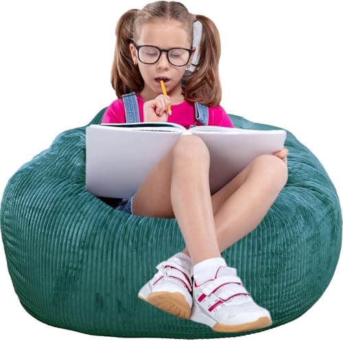 Faux Rabbit Fur Bean Bag Chair for Kids - Soft Memory Foam Floor Seat