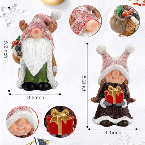 Zonling Christmas Gnomes 2 Pack Hand-Painted Figurines, Red - Table Decor Holiday Ornaments