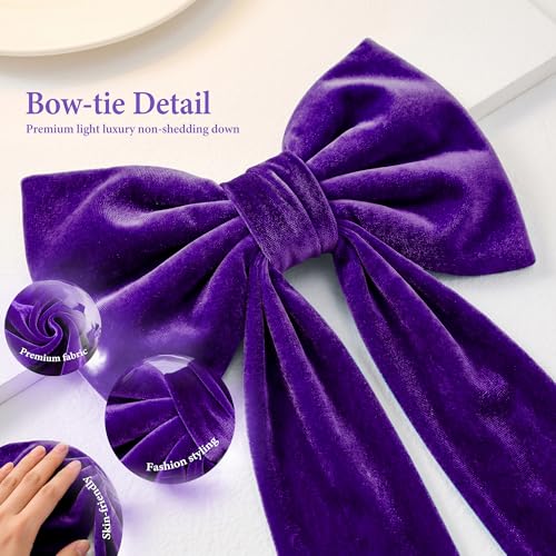Dark Purple Velvet Christmas Bow Tree Topper Large Holiday Decor
