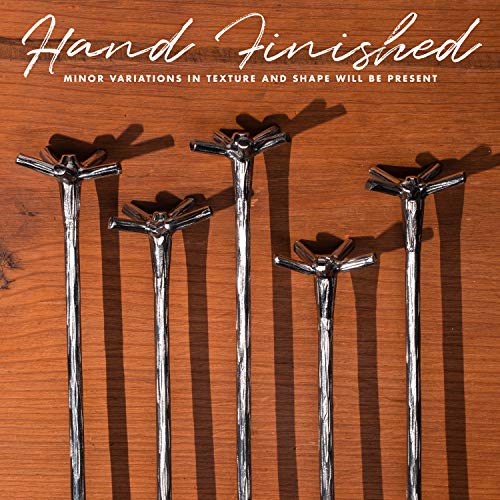 Piña Barware 13.5-Inch Stainless Steel Wooden Finish Swizzle Stick - Cocktail Stirrer