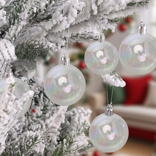 50PCS Iridescent Clear Ornament Balls for Christmas & Halloween Decor 2 Sizes