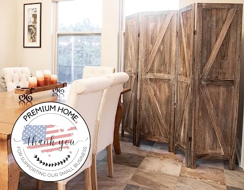 4-Panel Solid Wood Room Divider – Rustic Barn Door Folding Privacy Screen