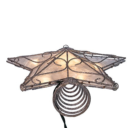 Kurt Adler 12-Inch Metal Trimmed Capiz Star Treetop with Lights, Indoor Holiday Decor