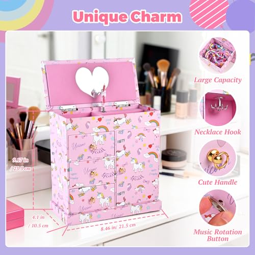 Unicorn Musical Jewelry Box for Girls with 21-Piece Accessory Set