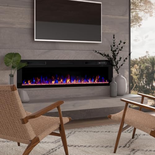72-Inch Ultra-Thin Linear Electric Fireplace Recessed Wall Mounted Heater