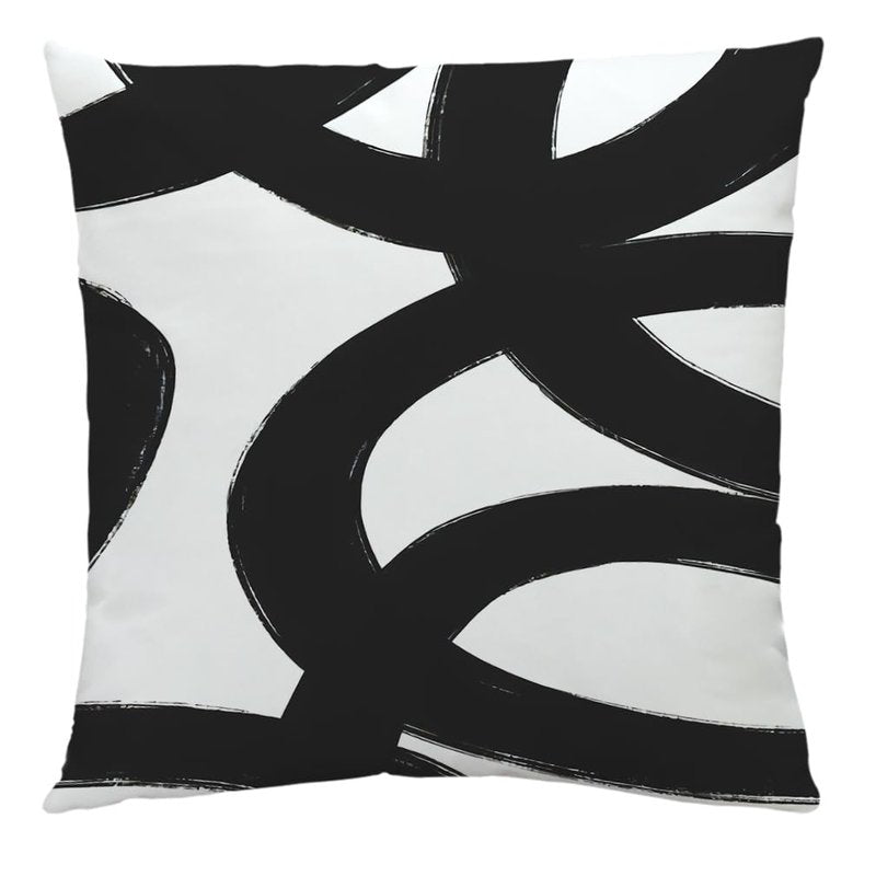 HYZUIMEI Black and White Pillow Cases Geometric Abstract Neutral Art Throw Pillow Cover 18 X 18 Inch -Set of 4，Modern Boho Decorative Cushion Cover,Bedroom Bed Outdoor Car Couch Sofa