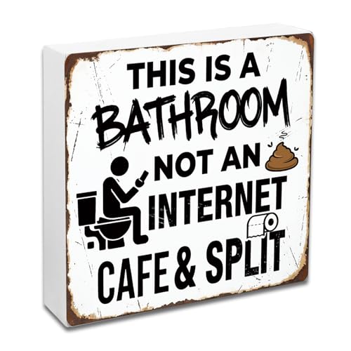 White Elephant Gift Bathroom Sign – Funny 4.9" Wood Box Wall Decor