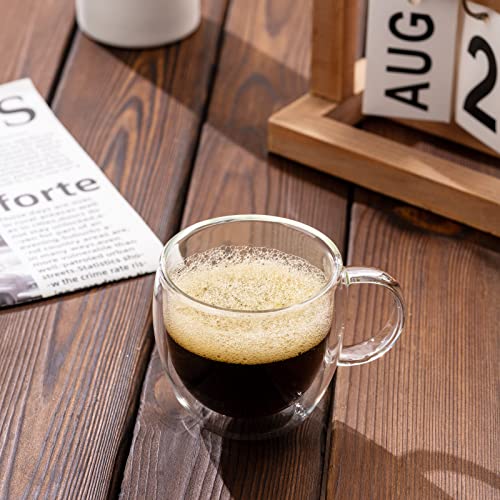 Double Wall Borosilicate Glass Espresso Cups Set of 2 5oz - Thermo Insulated Coffee Mugs