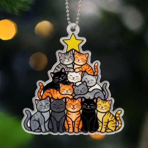Cat Christmas Ornaments for Tree Decor - Festive Holiday Decorations 3.94in