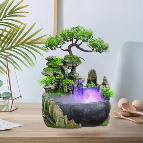 11-Inch Tabletop LED Waterfall Fountain with Mist Effect for Home & Office