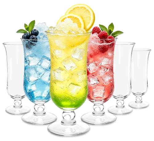 Cheardia 6-Pack Plastic Hurricane Glasses 13.5oz for Cocktails & Tropical Drinks