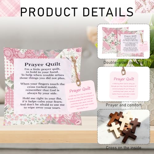 6-Pack Pink Prayer Quilt Set with Cross & Scripture Pockets