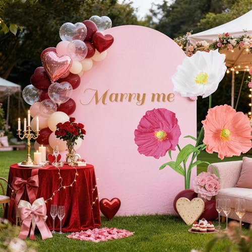 Giant Artificial Paper Flowers Set of 3 - 5.6 Ft Wedding & Party Decor, White & Pink