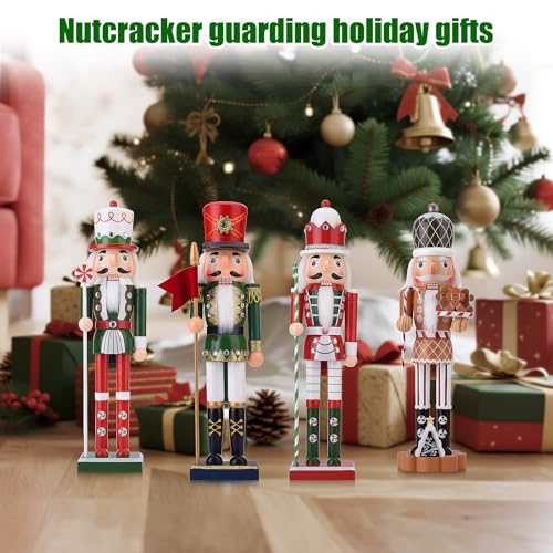 Wooden Nutcracker Soldier Figurine with Spear - 14.4" Holiday Decor