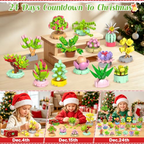 KOSWAT Succulent Building Blocks Advent Calendar 24-Day Kids & Adults Gift