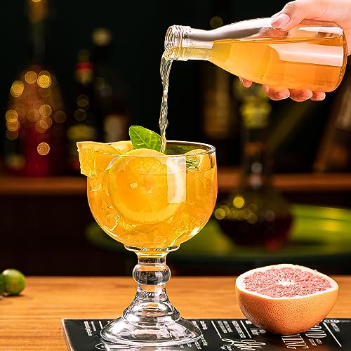 Wookgreat 21.5oz Set of 4 Schooner Beer & Margarita Glasses with Color Clips