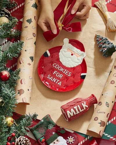 Cookies for Santa Plate and Milk Jug Set - Festive Holiday Ceramic Decor