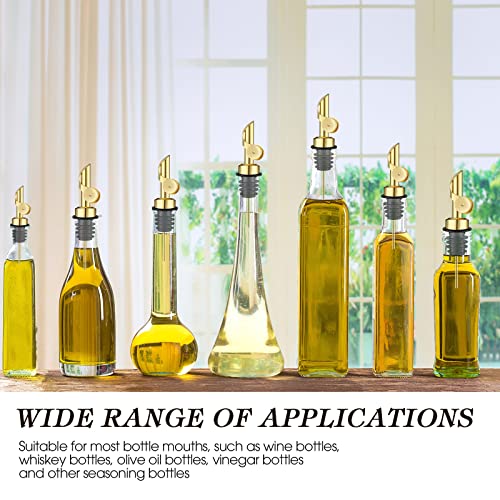 Kinlop Gold 6-Piece Oil Dispenser Spouts for Bottles, Auto Flip Pourer, Suitable for Olive Oil & Vinegar