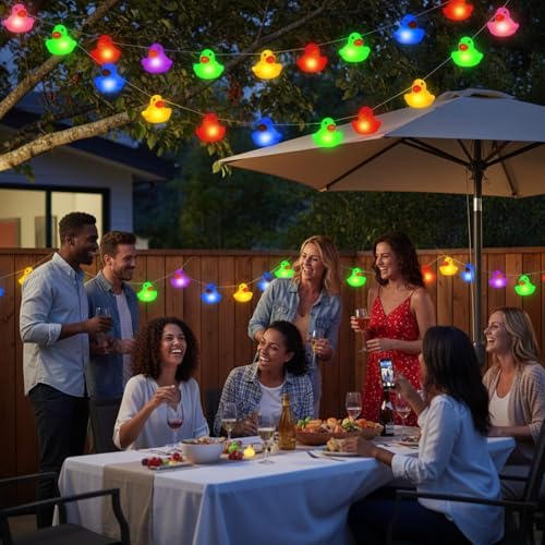 Deekin Colorful Rubber Duck String Lights - Battery Operated Duck Lights, 9.8ft, Multicolored, 1 Pack