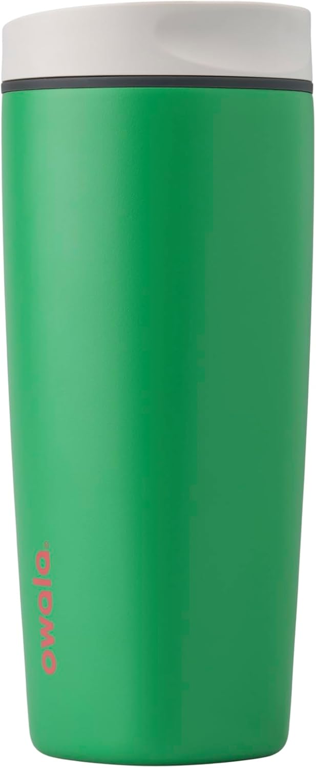 Owala SmoothSip Coffee Tumbler - Insulated Stainless Steel, BPA Free, 20 oz, Grey/Green