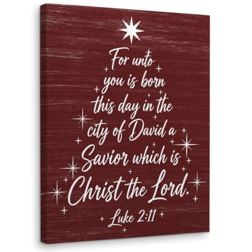 WODMIS Christian Christmas Tree Wall Art Canvas 11x14 Framed Holiday Decor