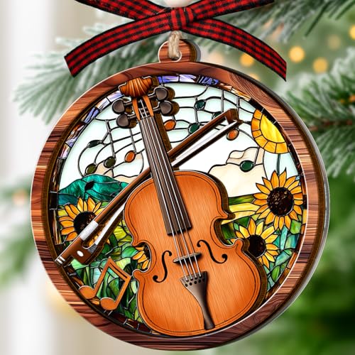 Cello Christmas Ornament - Wooden & Acrylic Holiday Tree Decor - Cello Variation