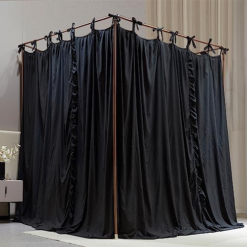 4 Corner Post Bed Canopy - Double Layer Mosquito Net & Princess Bed Curtain