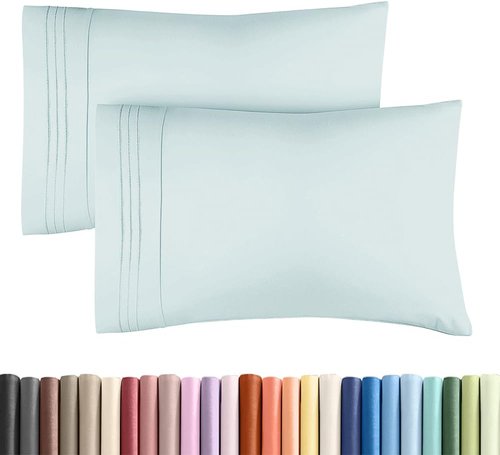 King Standard Pillow Cases by [Brand Name] - Ultra-Soft Hotel Quality - Fade-Free & Wrinkle Resistant - Sky Blue, Set of 2