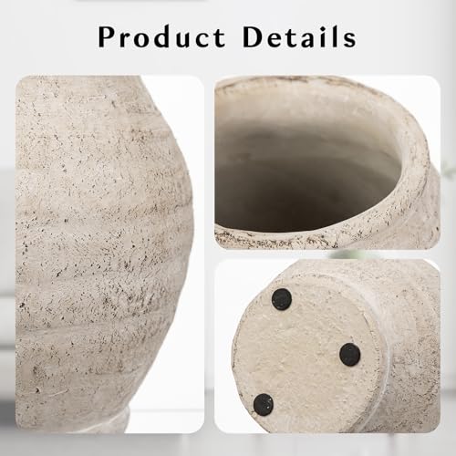 Rustic Ceramic Pottery Vase 6.1 Inch Farmhouse Table Decor Jar