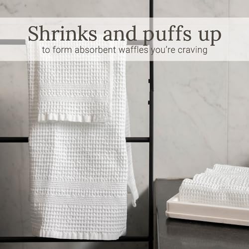 White GILDEN TREE Waffle Cotton Washcloths 4 Pack - Exfoliating & Quick Dry Face Towels