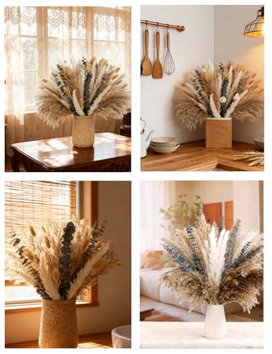 120 Pcs Dried Pampas Grass Bouquet for Boho Home & Wedding Decor