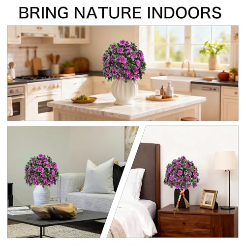 21-Inch UV Resistant Artificial Rhododendron Shrubs with Ground Stakes