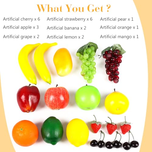 24-Piece Realistic Fake Fruit Set for Home Decor & Parties
