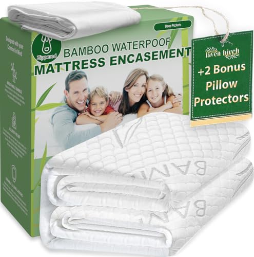 100% Waterproof Bamboo Rayon King Size Mattress Protector + 2 Pillow Protectors